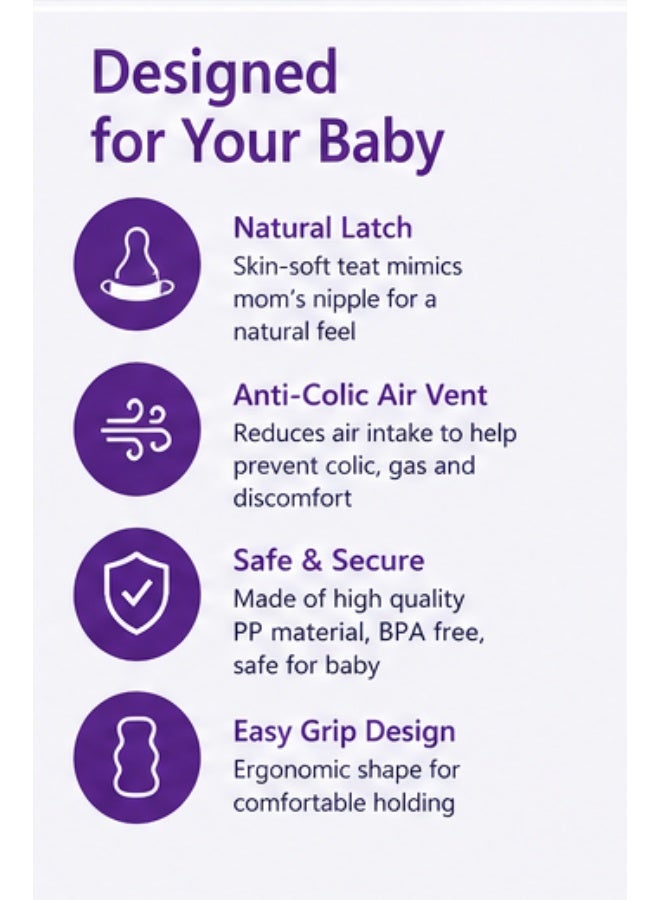 Only Baby Baby Feeding Bottle 260ml (8oz) for Newborns 0m+, BPA-Free, Soft Feeding Teat with Protective Cap(multicolor) - Image 3