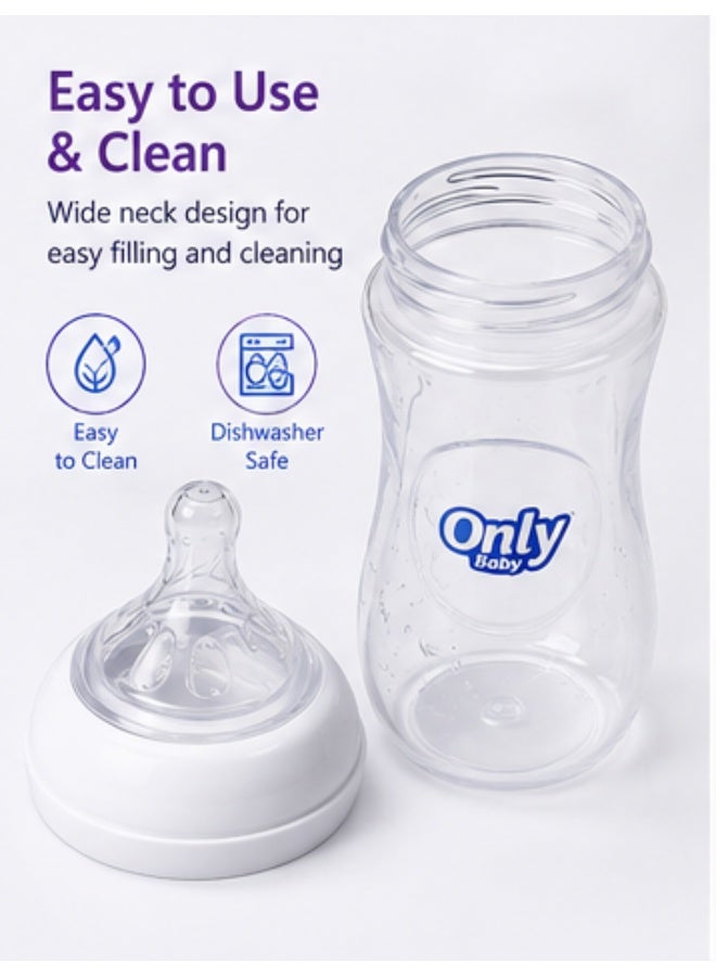Only Baby Baby Feeding Bottle 260ml (8oz) for Newborns 0m+, BPA-Free, Soft Feeding Teat with Protective Cap(multicolor) - Image 4