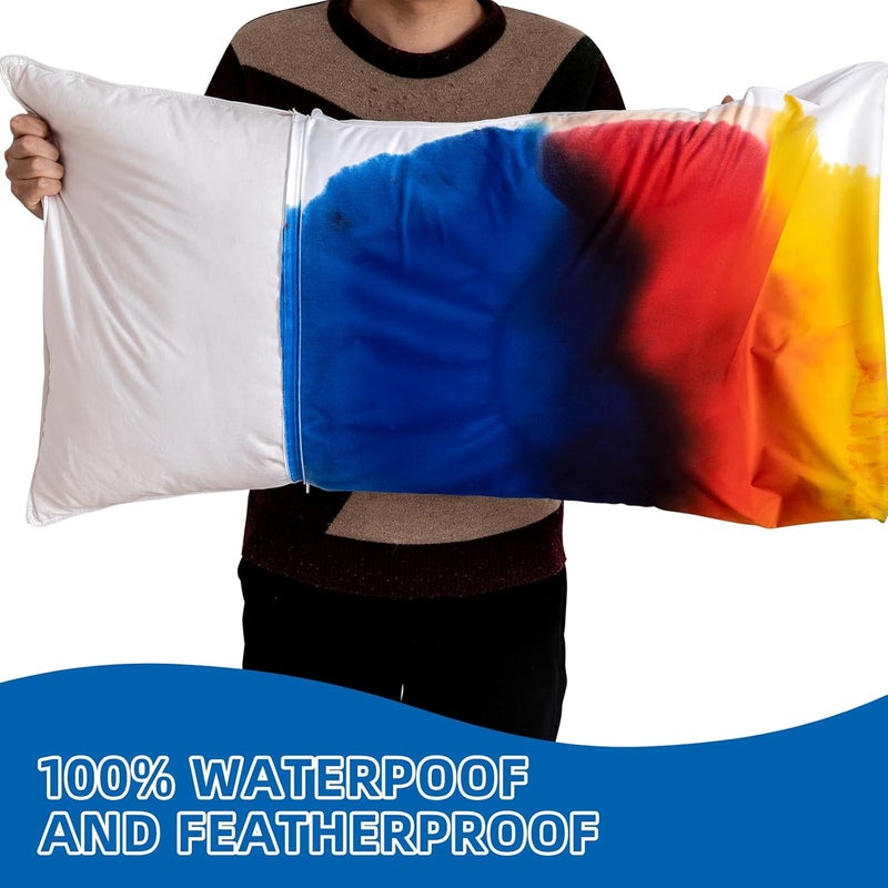 AVARNO 2 Pack Waterproof Pillow Protectors with Zipper Standard Size Zippered Pillow Case Protectors Hypoallergenic Bed Pillow Covers Encasement Smooth Downproof Feather Proof Machine Washable - Image 3