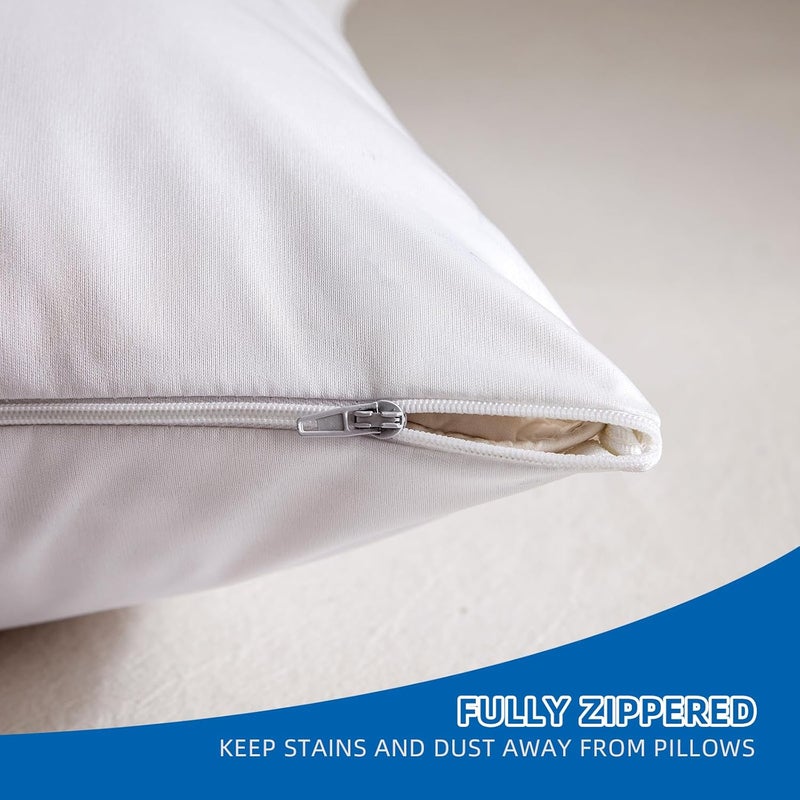 AVARNO 2 Pack Waterproof Pillow Protectors with Zipper Standard Size Zippered Pillow Case Protectors Hypoallergenic Bed Pillow Covers Encasement Smooth Downproof Feather Proof Machine Washable - Image 4