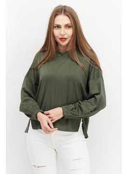 French Connection Women Mock Neck Long Sleeve Plain Top, Khaki  - Image 1