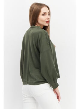 French Connection Women Mock Neck Long Sleeve Plain Top, Khaki  - Image 3
