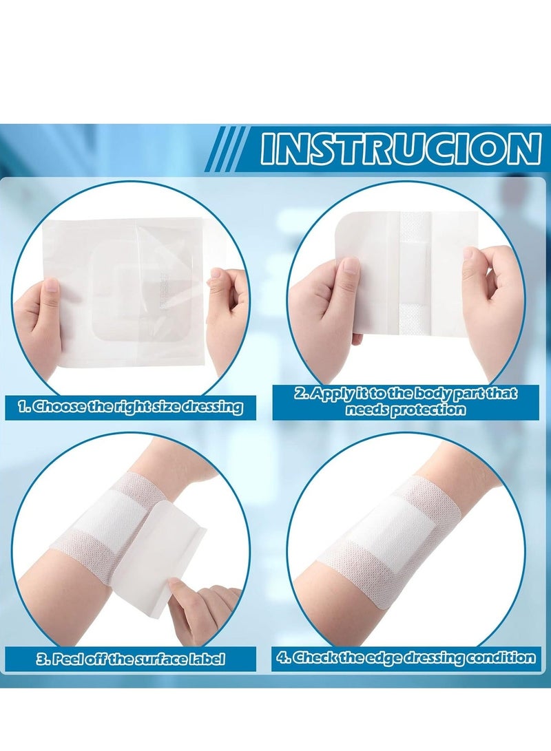 ماركة غير محددة 15 Pieces Bordered Gauze-Island Dressing Wound Bandage Sterile Adhesive Gauze Pads Patches Post Shower Breathable Borders Individually Packed Pouches Tapes (4 x 4 Inch)  - Image 3
