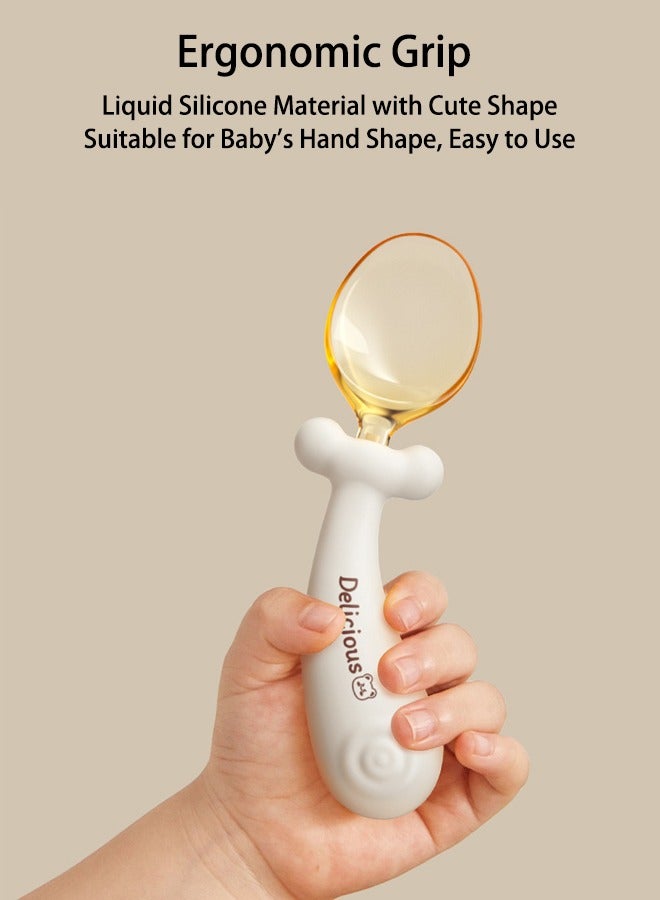 2 PCS Baby Spoon Set, Baby Silicone Training Spoon, Easy Grip Toddler Cutlery Set with Carrying Case, Safe and Environmentally Friendly Bpa Free, Suitable for Children 6 Months and Older - Image 3