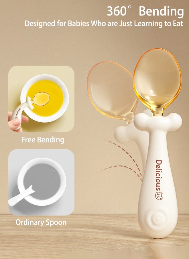 2 PCS Baby Spoon Set, Baby Silicone Training Spoon, Easy Grip Toddler Cutlery Set with Carrying Case, Safe and Environmentally Friendly Bpa Free, Suitable for Children 6 Months and Older - Image 2