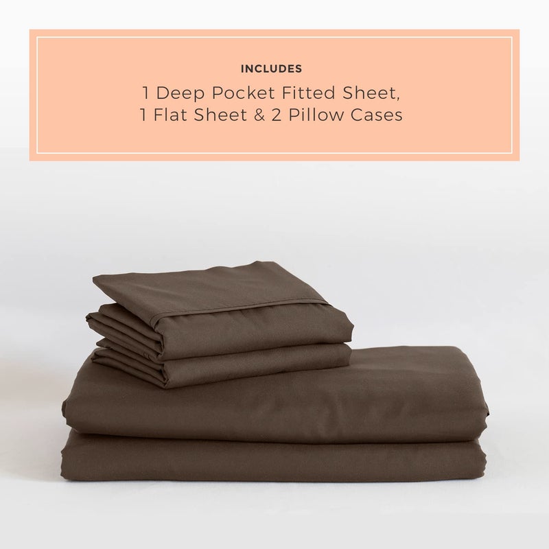 PeachSkinSheets PeachSkinSheets Chocolate Sheet Set - 1500tc Level of Softness - Extra Soft Cooling Sheets for Hot Sleepers and Night Sweats - XL Full Size  - Image 2