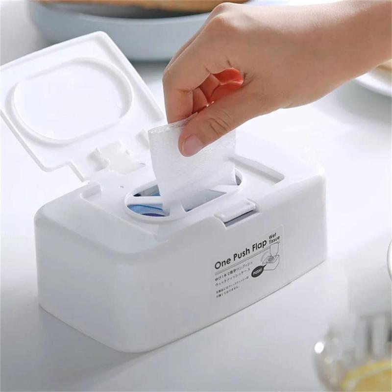 Wet Wipes Dispenser: 17*10.4*6 Cm White - Secure Dust-free Design Non-slip Base One-handed Operation Durable Plastic & Silicone Construction Compact Stylish Holder for Home Interior Parents - Image 4