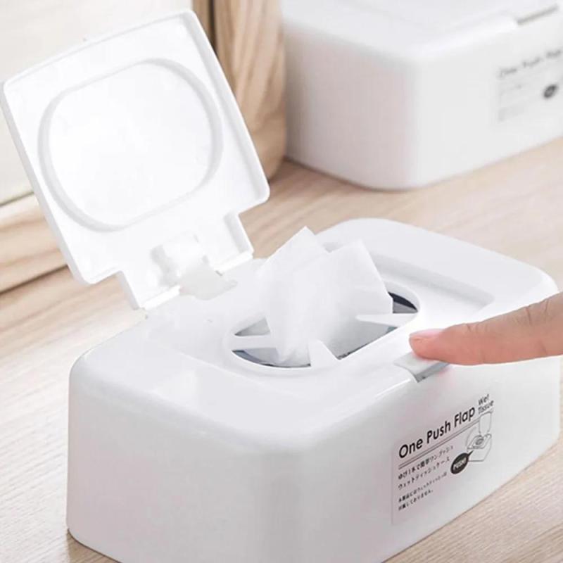 Wet Wipes Dispenser: 17*10.4*6 Cm White - Secure Dust-free Design Non-slip Base One-handed Operation Durable Plastic & Silicone Construction Compact Stylish Holder for Home Interior Parents - Image 2