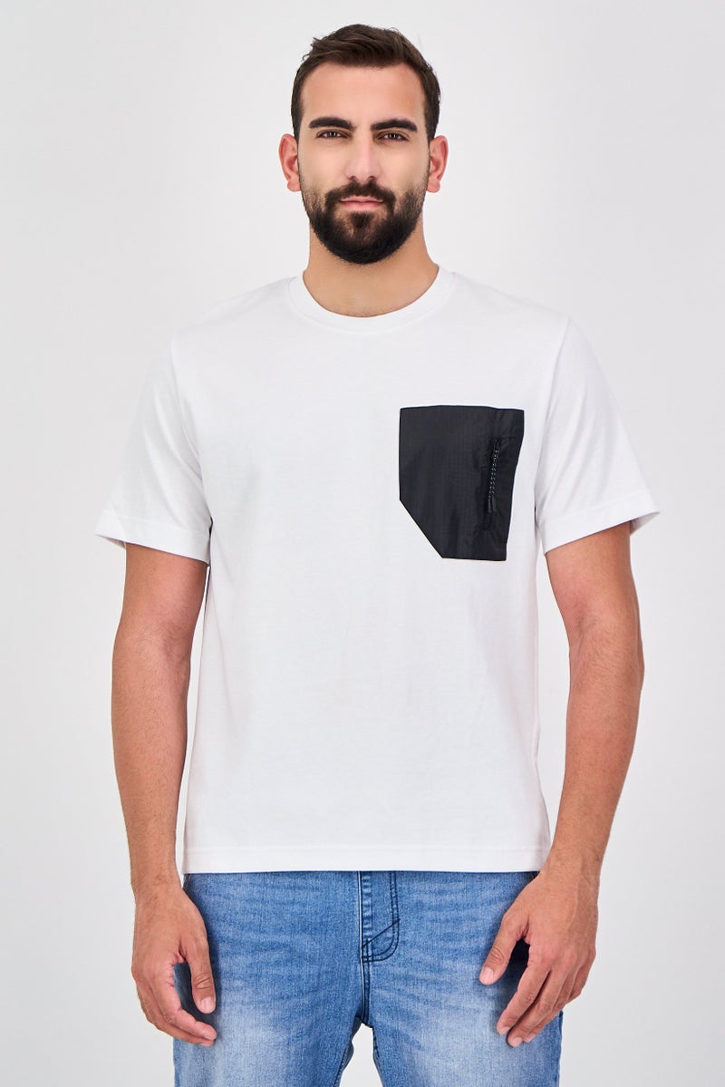 Celio Men Crew Neck Short Sleeve Solid T-Shirt, White - Image 1