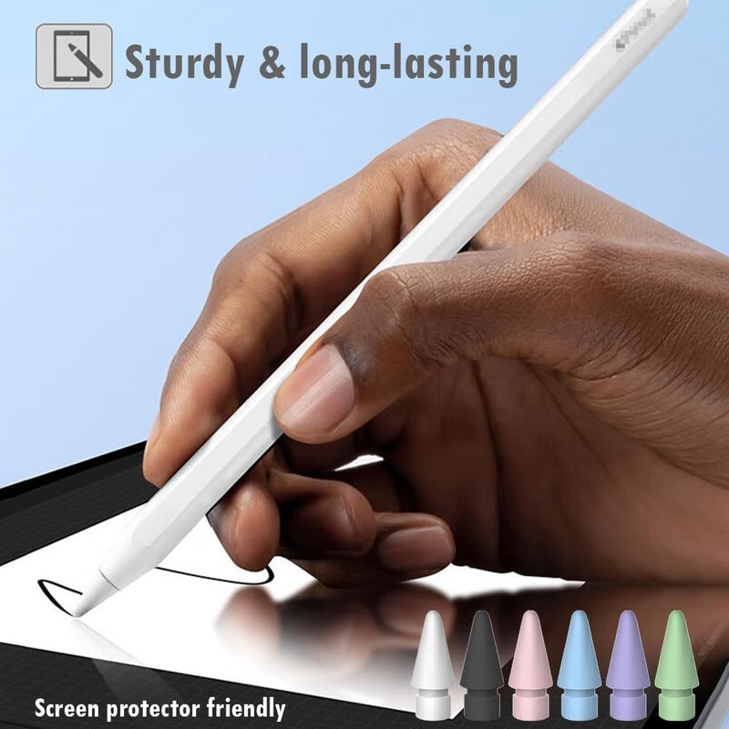SIXFU 6 Color Tips for Apple Pencil tip, Apple Pen Tip Compatible with iPad Pencil Tip with Cover Case for Apple Pencil Pro/USB-C/ 1st Gen/ 2nd Generation iPencil(White,Black,Pink,Blue,Purple,Green) - Image 5