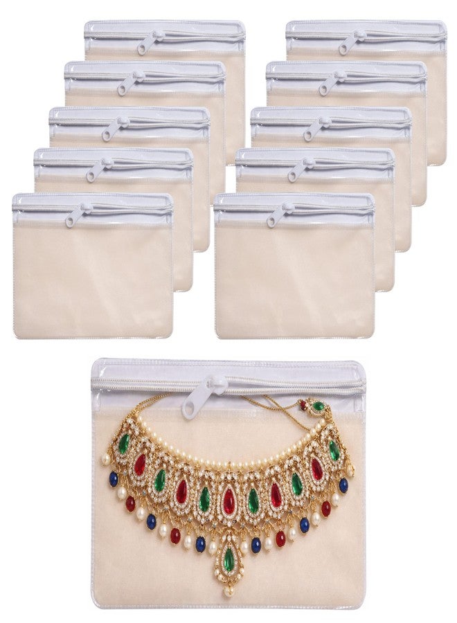 little PANDA Pack of 10 Multipurpose Zip Lock Pouch for Jewellery, Makeup, Travel, Stationery Storage Transparent Zipper Organizer PVC Bags for Women Cosmetics & Accessories (6x8 inch- 10 pcs) - Image 1