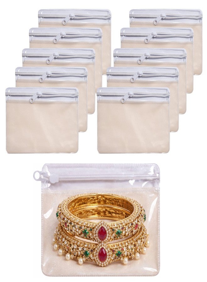 little PANDA Pack of 10 Multipurpose Zip Lock Pouch for Jewellery, Makeup, Travel, Stationery Storage Transparent Zipper Organizer PVC Bags for Women Cosmetics & Accessories (6x8 inch- 10 pcs) - Image 3
