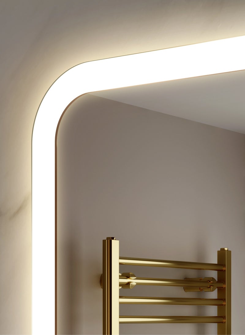 تايمي مرآة حائط 60×40 سم - مرآة بتصميم أنيق مع 3 مستويات إضاءة جانبية - مرآة مكياج لغرفة الملابس وغرفة المعيشة والكونسول والمدخل - Image 3