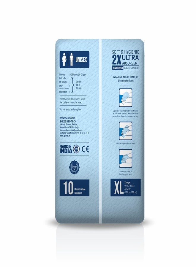 IGIENE Adult Diapers With Aloevera Gel Sheet (X Large,Pack of 1, 1Pack =10 Diapers) - Image 3