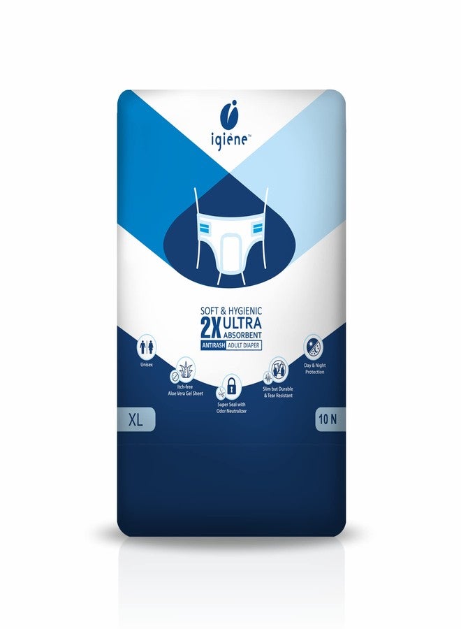 IGIENE Adult Diapers With Aloevera Gel Sheet (X Large,Pack of 1, 1Pack =10 Diapers) - Image 1