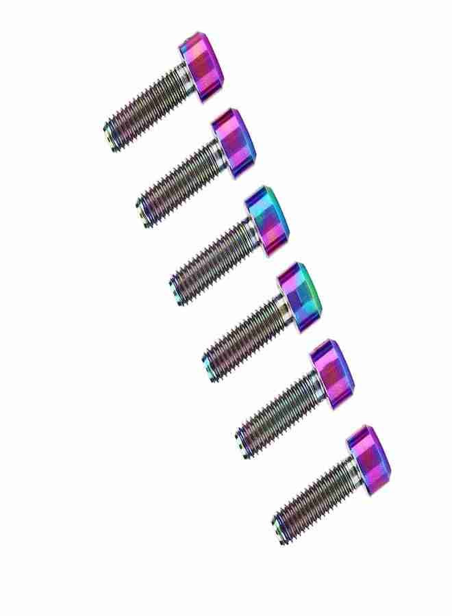 ريسك مجموعة من 6 قطع من مسامير تثبيت ساق الدراجة المصنوعة من سبائك التيتانيوم M5*16mm لساق الدراجة الجبلية (متعددة الألوان) - Image 3