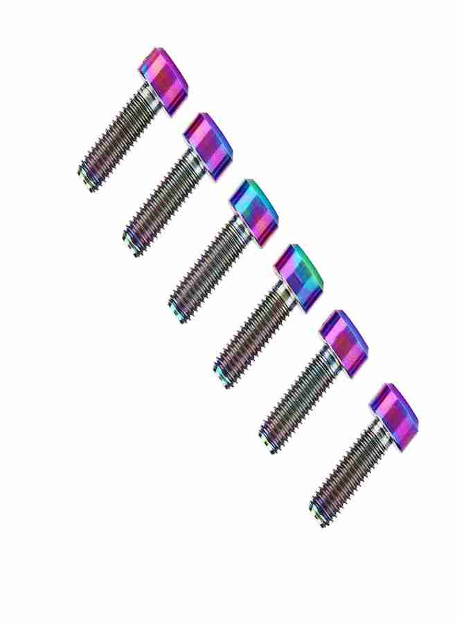ريسك مجموعة من 6 قطع من مسامير تثبيت ساق الدراجة المصنوعة من سبائك التيتانيوم M5*16mm لساق الدراجة الجبلية (متعددة الألوان) - Image 4