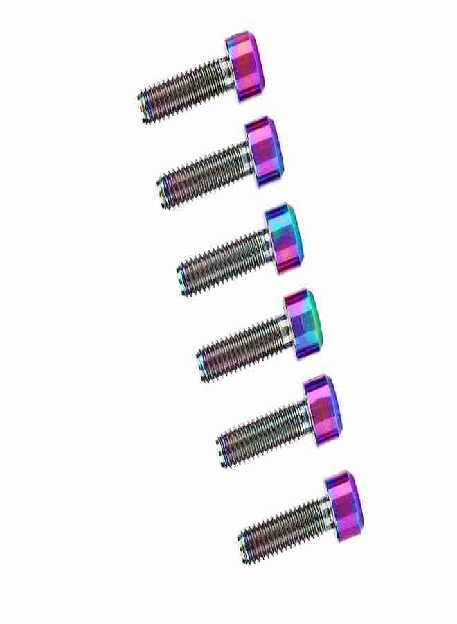 ريسك مجموعة من 6 قطع من مسامير تثبيت ساق الدراجة المصنوعة من سبائك التيتانيوم M5*16mm لساق الدراجة الجبلية (متعددة الألوان) - Image 2