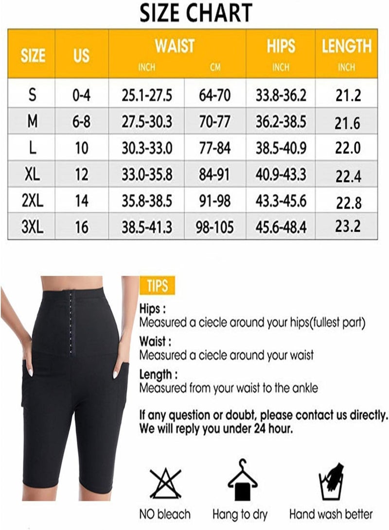 GGOOT Weight Loss Sauna Sweat Shorts, Breasted Women's Gym Shaper Pants, Sauna Sweat Pants for Women Girls, High Waist Slimming Sauna Shorts Slimming Leggings for Running Jogging - Image 4