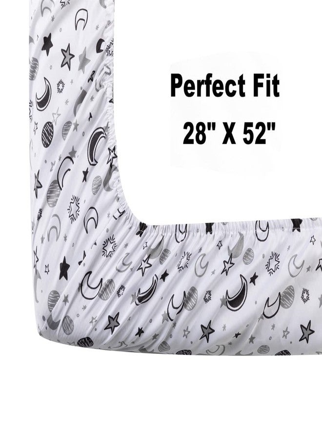 FIGEPO 4 Pack Star and Moon Neutral Unisex Fitted Baby Crib Sheets Set for Baby Boys or Girls - Image 5