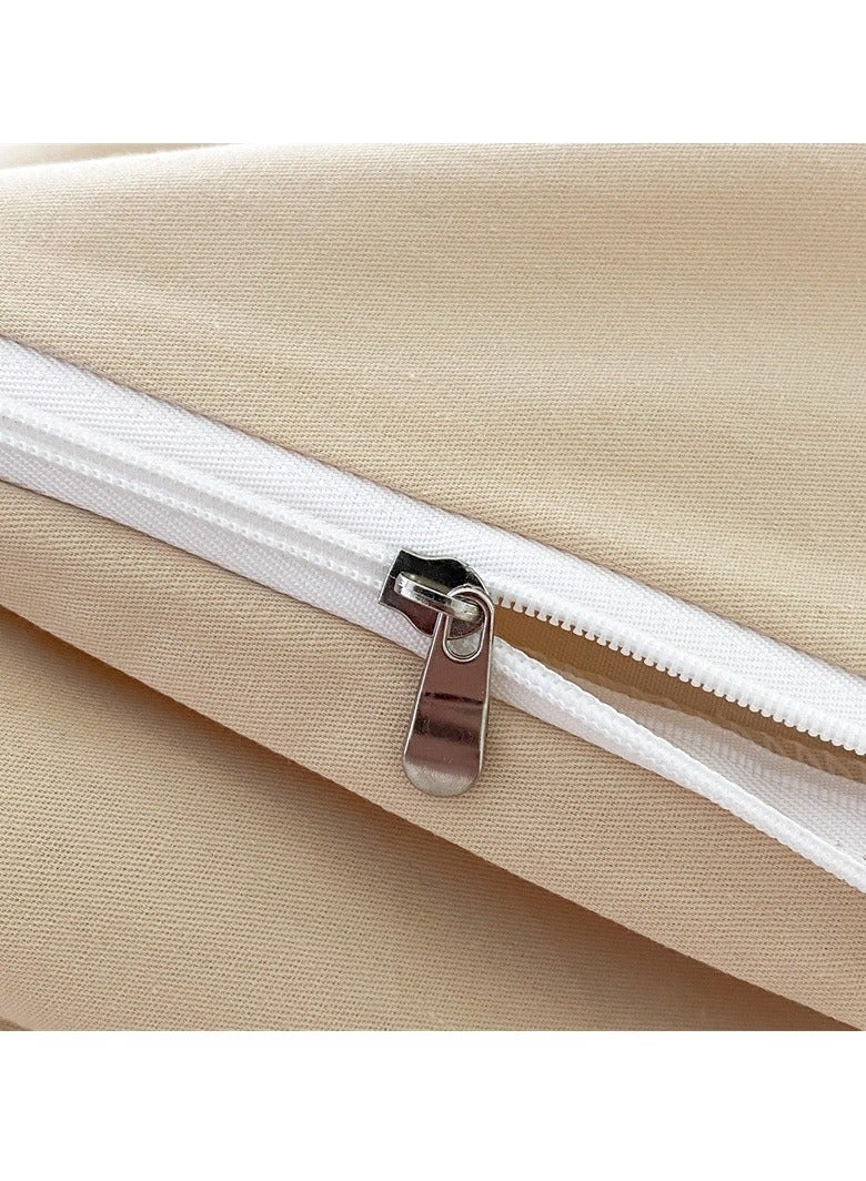 AROAQ Bed Cover Set, Soft Luxurious Pure Bedsheet Set, Long-staple Cotton Simple Solid Color Bed Sheet Quilt Cover Bedding Twill Cotton Set,(Milkshake White + Pumpkin Orange,1.5m bed sheet four-piece set)  - Image 4