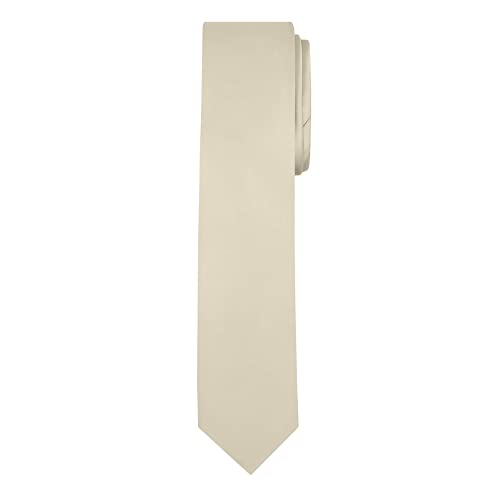 Jacob Alexander Men's Skinny Width 2" Solid Color Tie - Champagne - Image 1