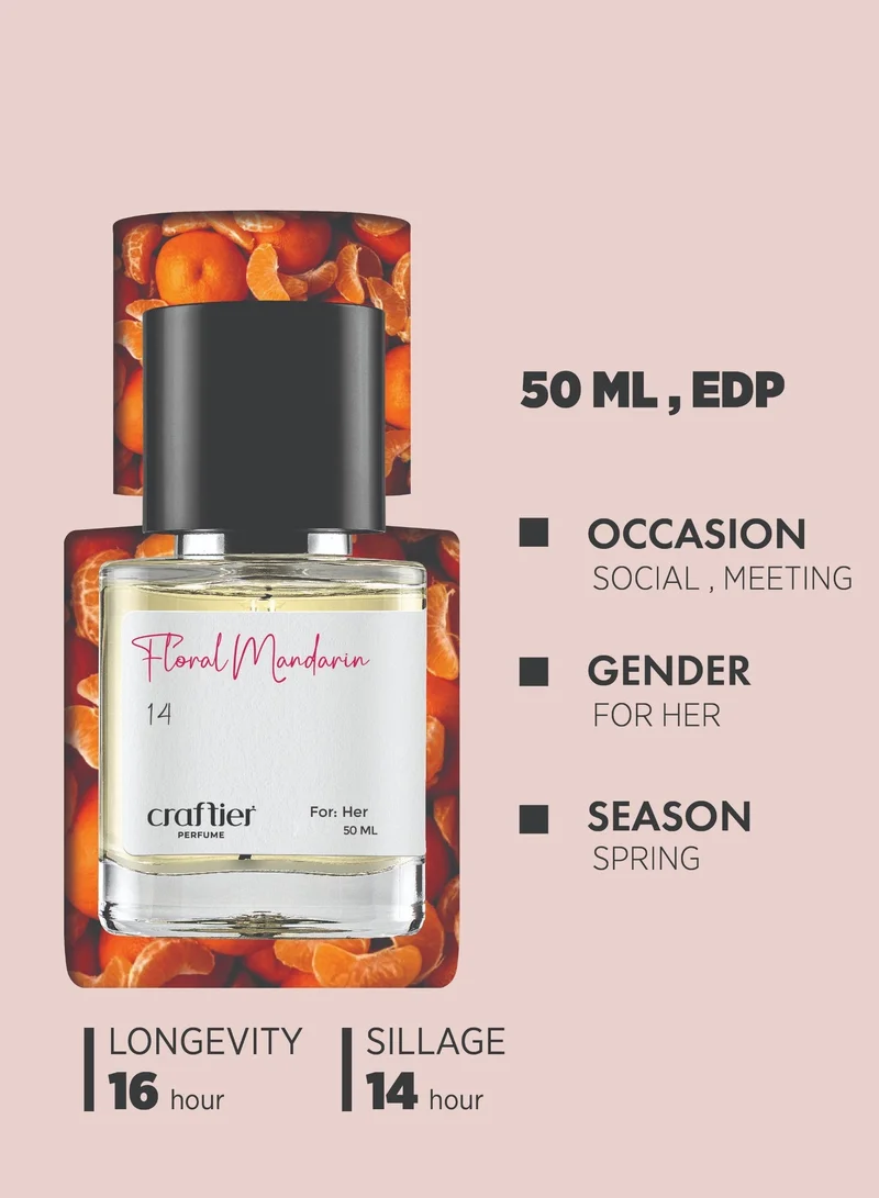Craftier Perfume Clear FLORAL MANDARIN - Inspired of-J'ADORE, Eau De Parfum for Women - 50ml, Long Lasting Floral Fragrance Upto 16 Hrs, Travel Size Women's Perfume for Women | Best Price UAE