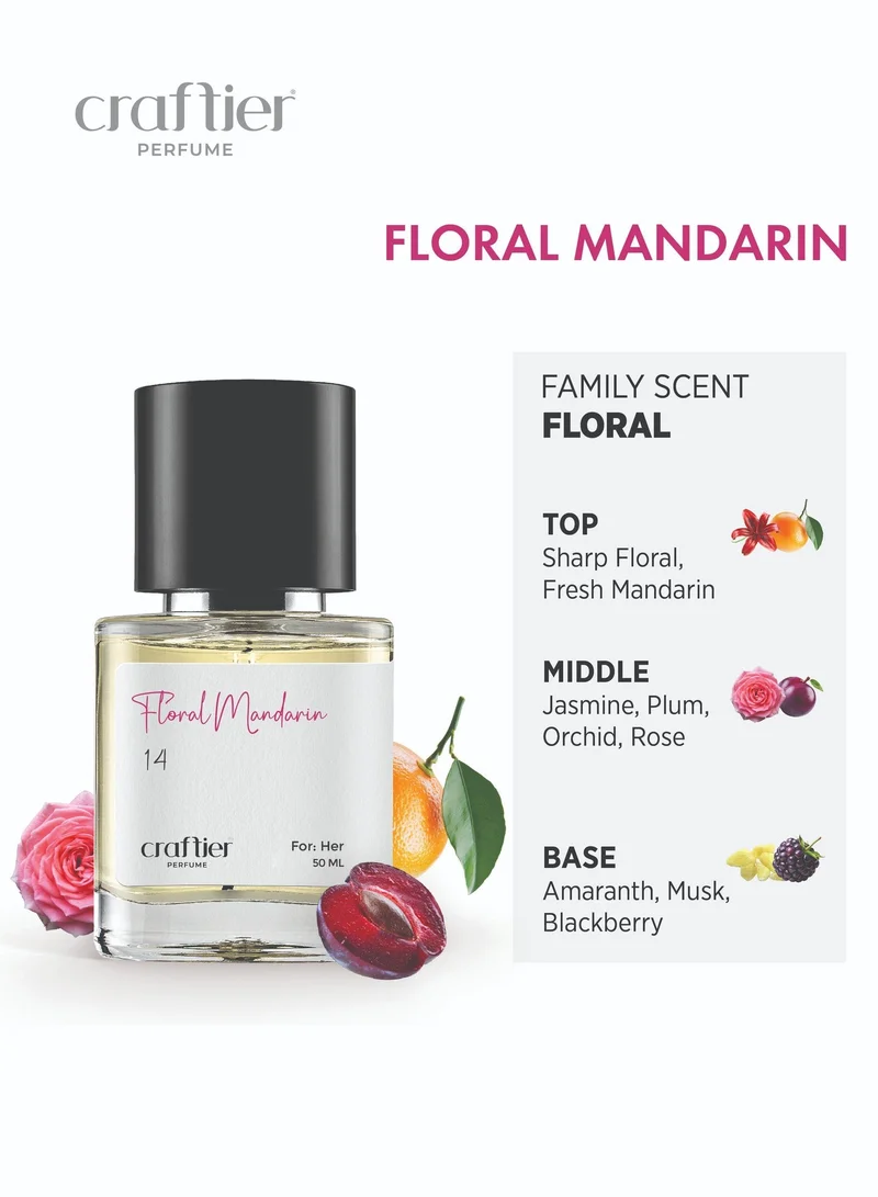 Craftier Perfume Clear FLORAL MANDARIN - Inspired of-J'ADORE, Eau De Parfum for Women - 50ml, Long Lasting Floral Fragrance Upto 16 Hrs, Travel Size Women's Perfume for Women | Best Price UAE