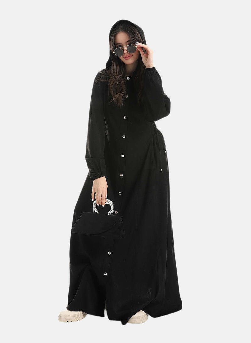 Red Circle Hooded Velvet Abaya - Image 5