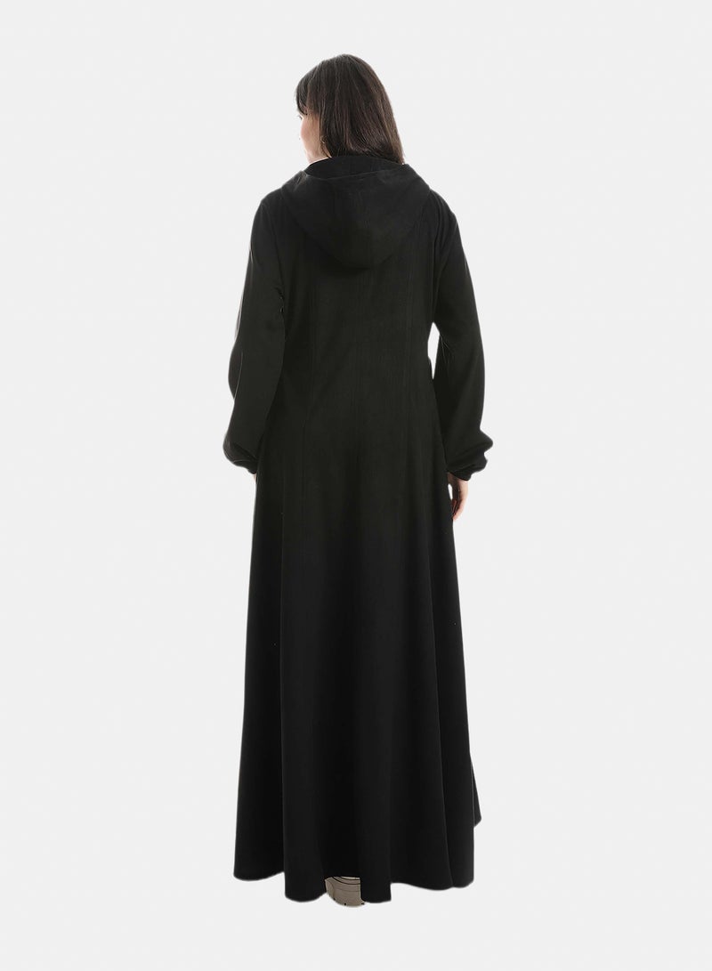 Red Circle Hooded Velvet Abaya - Image 3