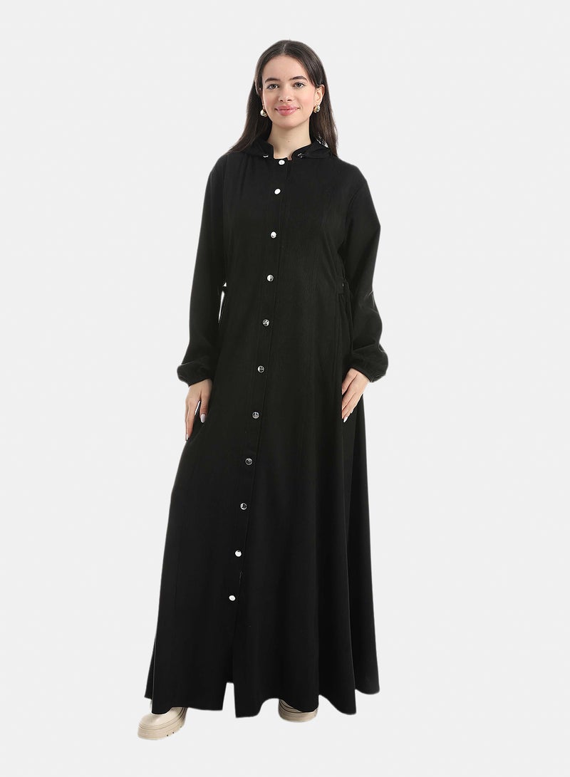Red Circle Hooded Velvet Abaya - Image 1