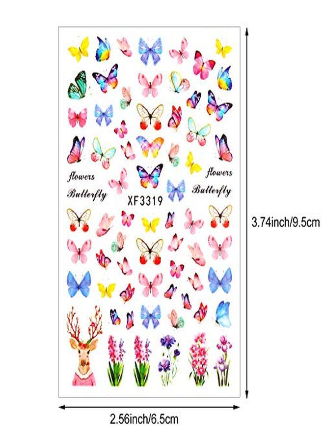 Blulu 24 Sheets Butterfly Nail Art Stickers Colorful Butterfly Flower Nail Stickers Mixed Design SelfAdhesive Nail Decals Butterfly Manicure Sticker For Women Girl Nail Decorations 12 Styles  - Image 3