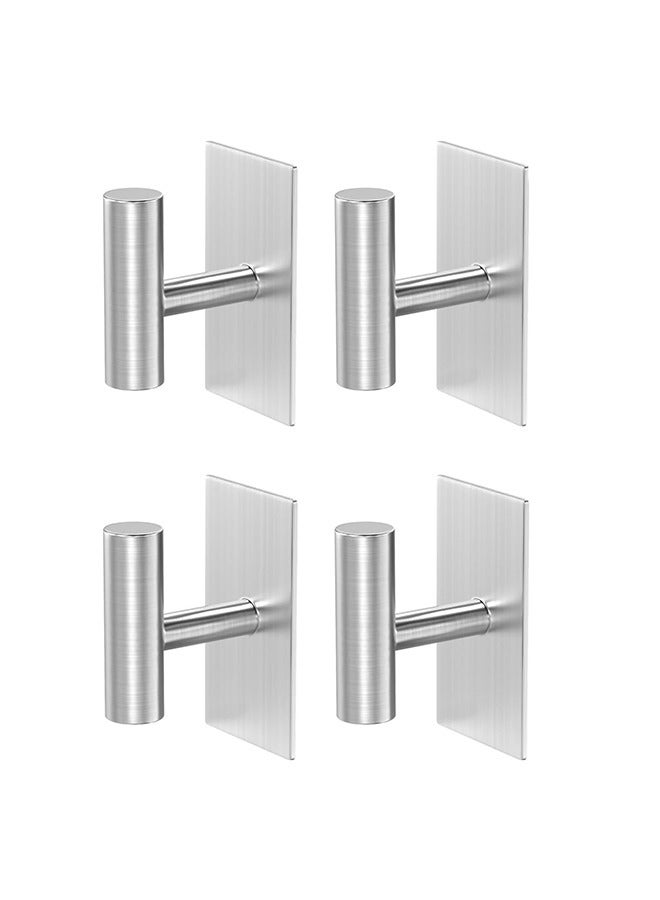 يواوليتي (4-حزمة) الفضة لاصق جدار السنانير-لا الحفر عصا على الشماعات للمناشف والملابس والمعاطف ومفاتيح-الذاتي لاصق الحمام المنظم لباب و المطبخ - Image 2