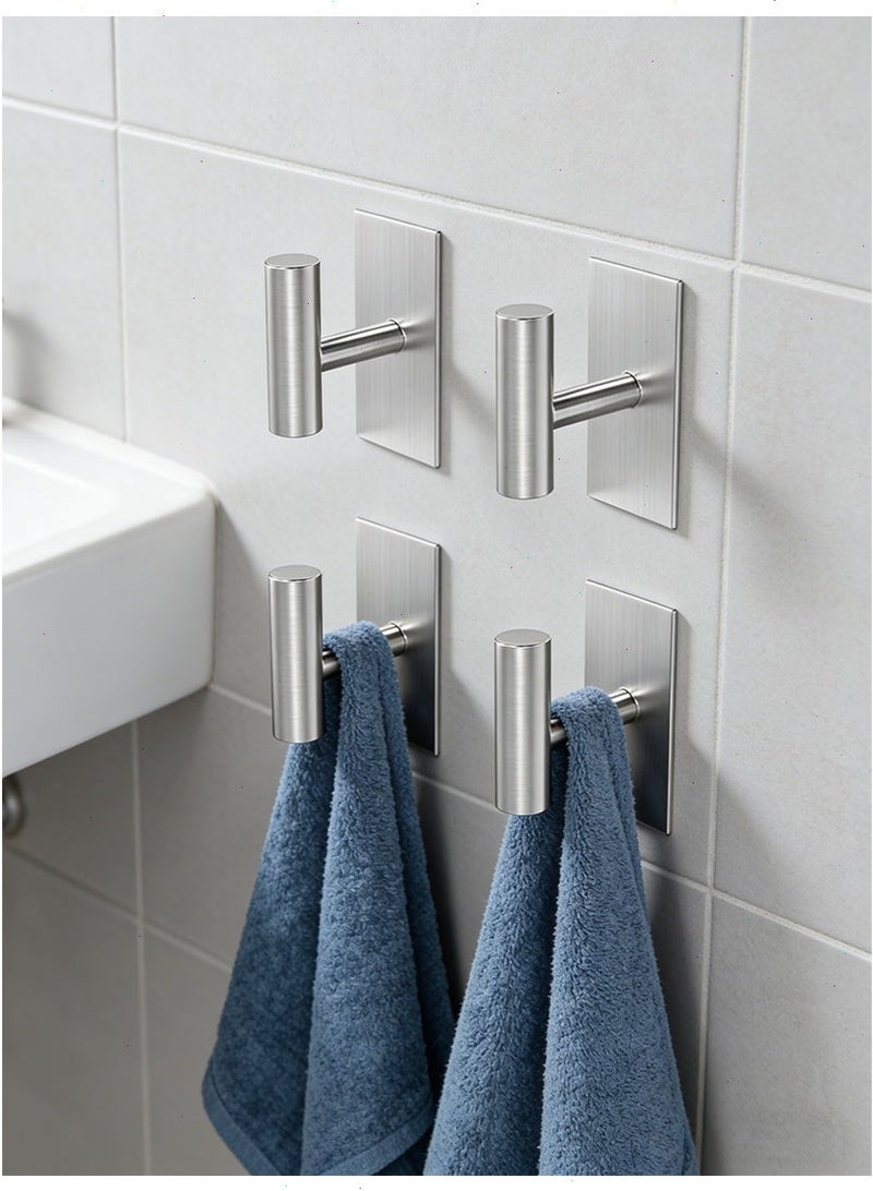 يواوليتي (4-حزمة) الفضة لاصق جدار السنانير-لا الحفر عصا على الشماعات للمناشف والملابس والمعاطف ومفاتيح-الذاتي لاصق الحمام المنظم لباب و المطبخ - Image 1