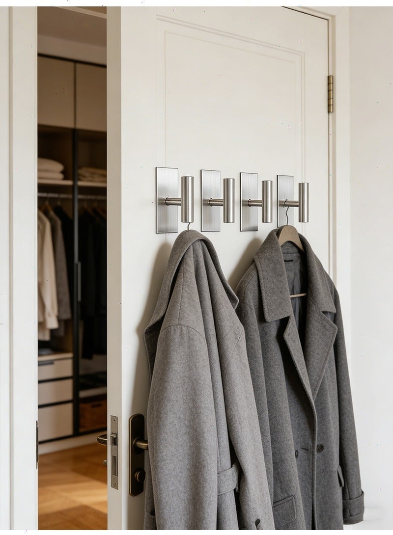 يواوليتي (4-حزمة) الفضة لاصق جدار السنانير-لا الحفر عصا على الشماعات للمناشف والملابس والمعاطف ومفاتيح-الذاتي لاصق الحمام المنظم لباب و المطبخ - Image 4