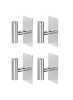 Yoawllty 4Pcs Adhesive Hook, Heavy Duty Wall Hanger for Hanging Coat, Robes, Clothes and Bags Suitable for Bathroom, Bedroom, Kitchen, Hotel(Silver)  - Image 1