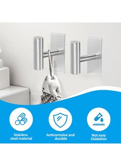 Yoawllty 4Pcs Adhesive Hook, Heavy Duty Wall Hanger for Hanging Coat, Robes, Clothes and Bags Suitable for Bathroom, Bedroom, Kitchen, Hotel(Silver)  - Image 2