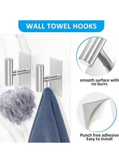 Yoawllty 4Pcs Adhesive Hook, Heavy Duty Wall Hanger for Hanging Coat, Robes, Clothes and Bags Suitable for Bathroom, Bedroom, Kitchen, Hotel(Silver)  - Image 4