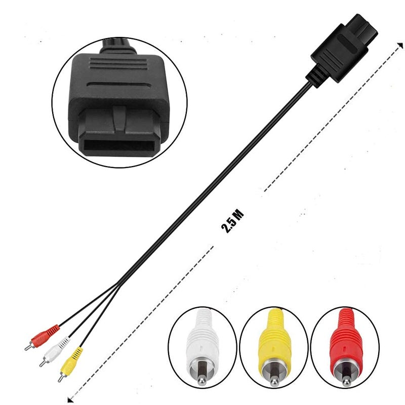 MUZHI N64 AV Cable, Audio Video AV Cable Cord for Nintendo 64 N64, Gamecube GC,Super Nintendo SNES, 2.5M/8.2FT - Image 3