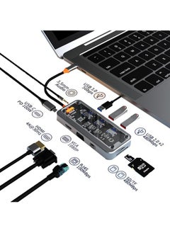 USB C Hub 10 in 1 Type C Hub Multport Adapter Compatible with 100W Pd+4K HDMI+USB3.0+USB2.0*2+SD+TF+100W RJ45+1080P VGA+AUDIO3.5mm