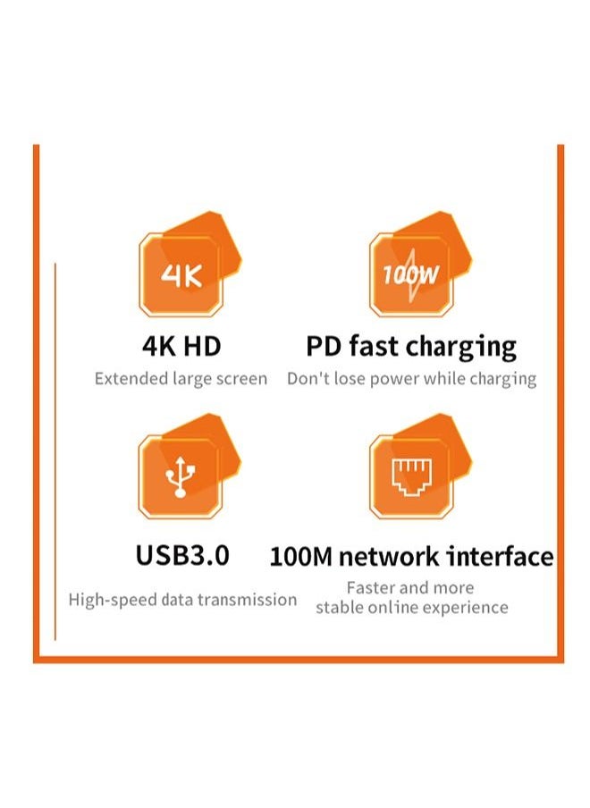 Zeemey - USB C Hub 10 in 1 Type C Hub Multport Adapter Compatible with 100W Pd+4K HDMI+USB3.0+USB2.0*2+SD+TF+100W RJ45+1080P VGA+AUDIO3.5mm - Image 1