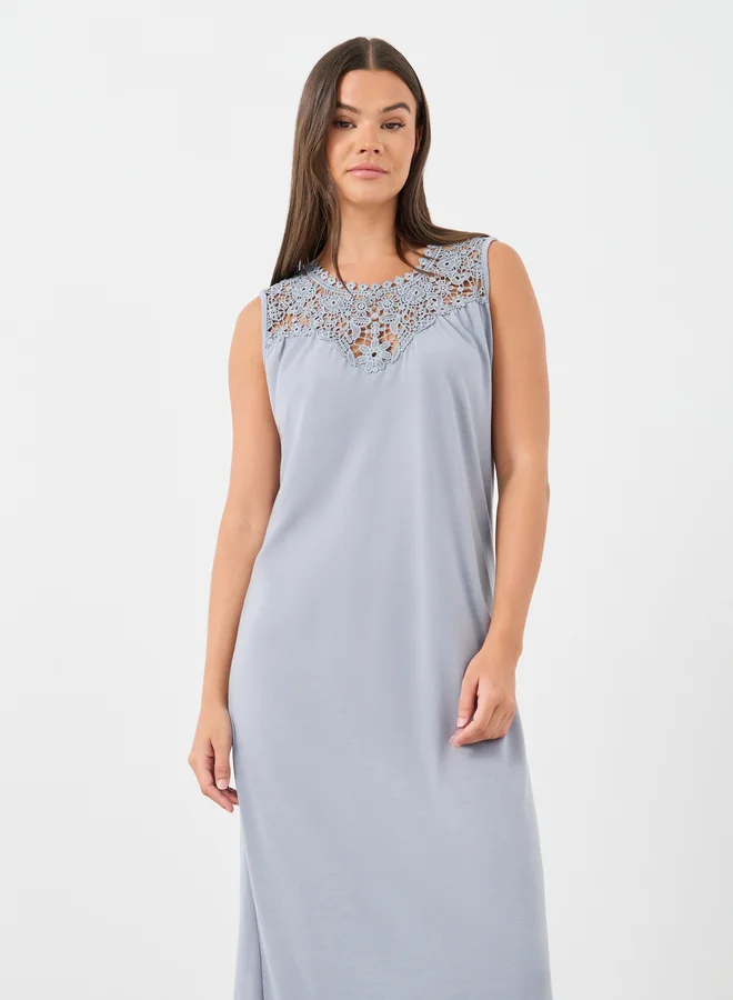 Styli Styli Lace Insert Sleeveless Midi Sleep Dress