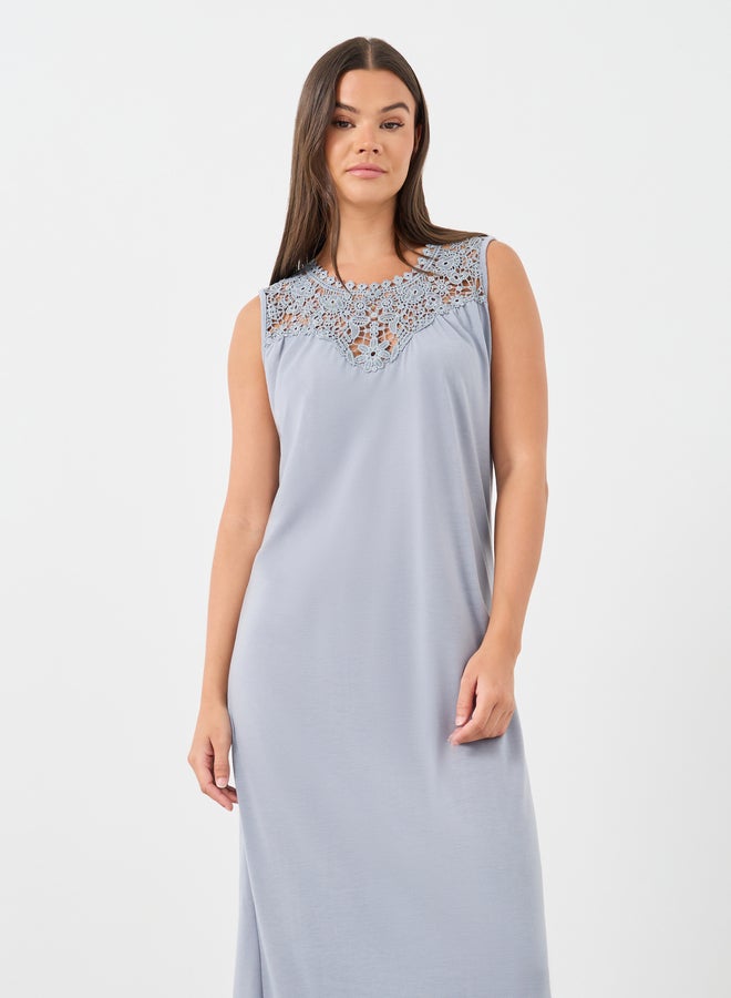 Styli Lace Insert Sleeveless Midi Sleep Dress - Image 2