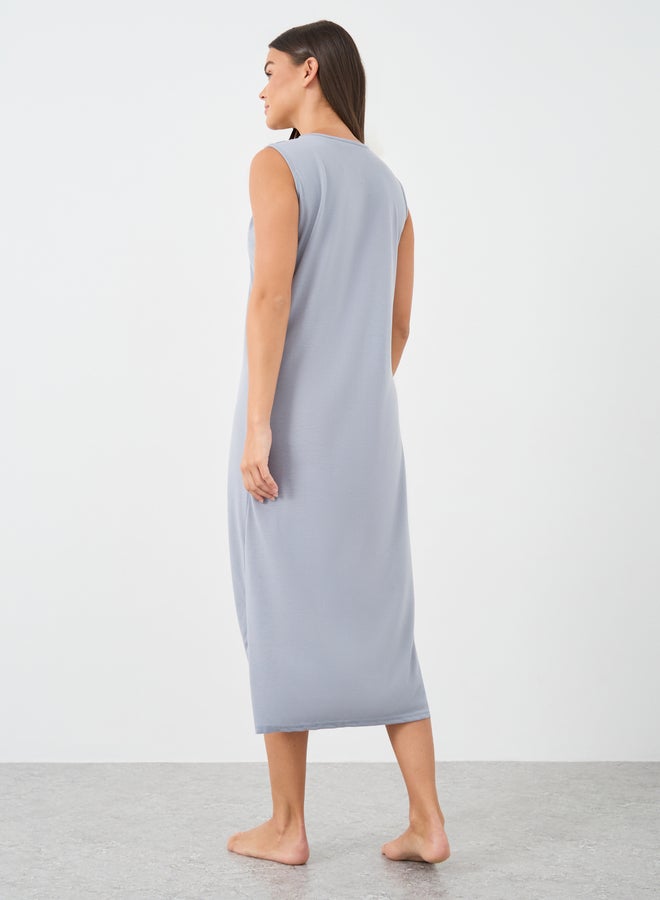 Styli Lace Insert Sleeveless Midi Sleep Dress - Image 4