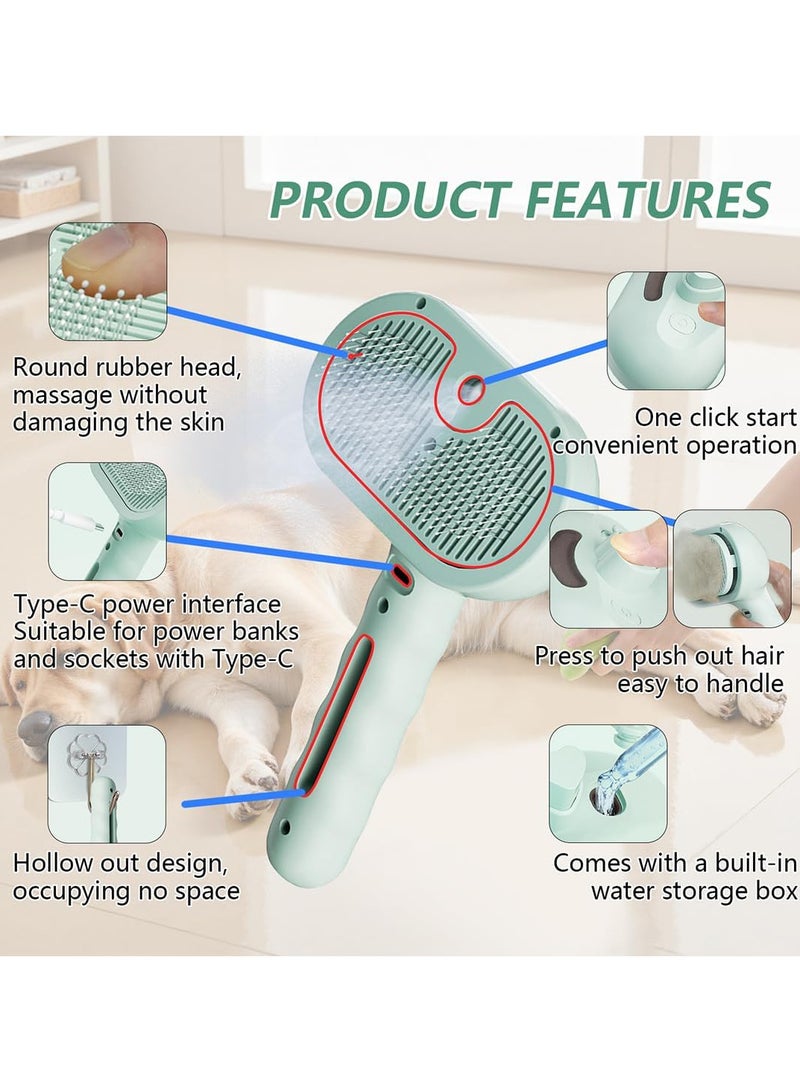 3 in 1 Pet Grooming Brush with Steam and Spray - Hair Removal Comb for Dogs and Cats with Water Tank and Mist Release Stainless Steel Teeth and Ergonomic Handle for Shedding and Grooming, with Cat Nail Clipper(Pink) - Image 5