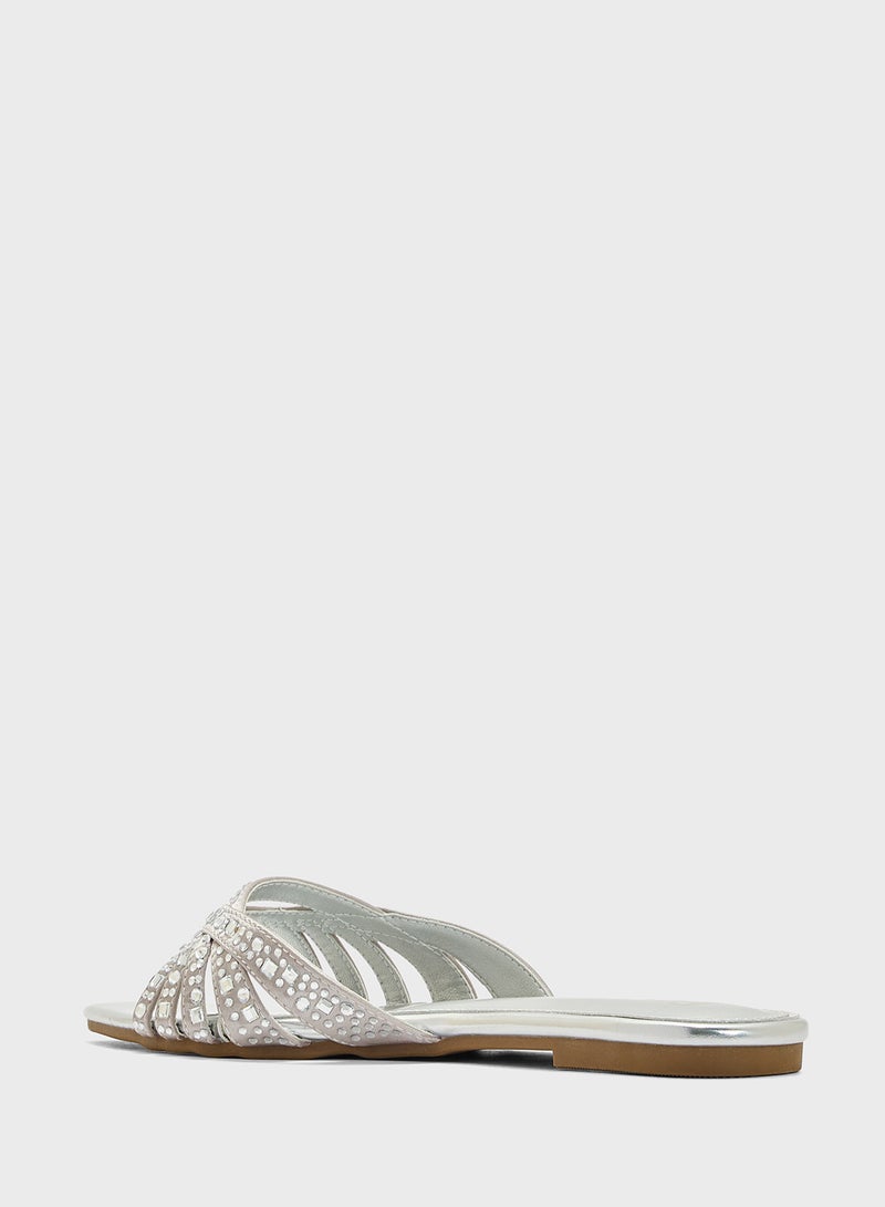 Ella Limited Edition Diamante Pointed Toe Flat Sandal  - Image 2