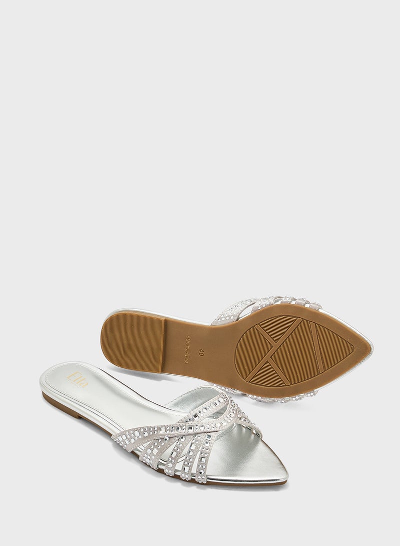 Ella Limited Edition Diamante Pointed Toe Flat Sandal  - Image 3