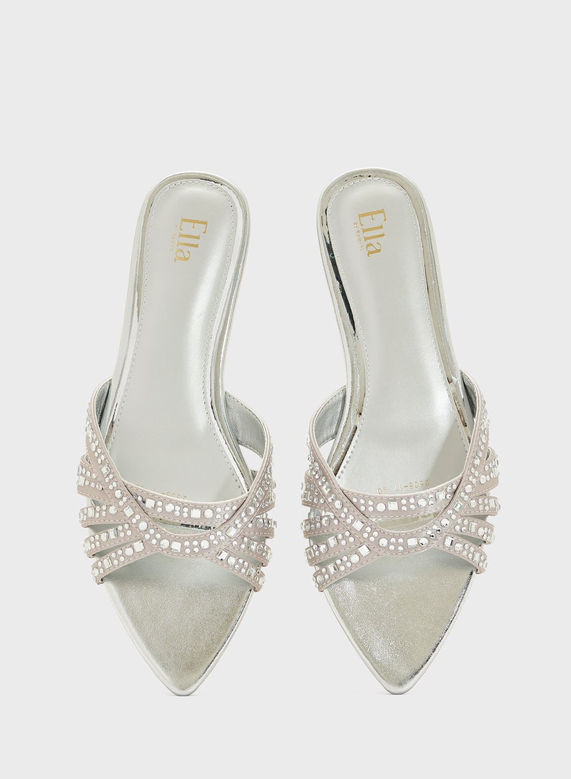 Ella Limited Edition Diamante Pointed Toe Flat Sandal  - Image 4