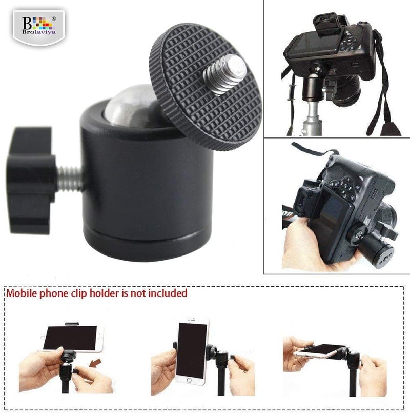 BROLAVIYA 2 Pack Ball Head, 360 Degree Aluminum Alloy Rotating Swivel Tripod Ball Head with 1/4" Screw Thread Head for Cameras, Camcorders, Smart Phone, Gopro, LED Video Light, Black - Image 4