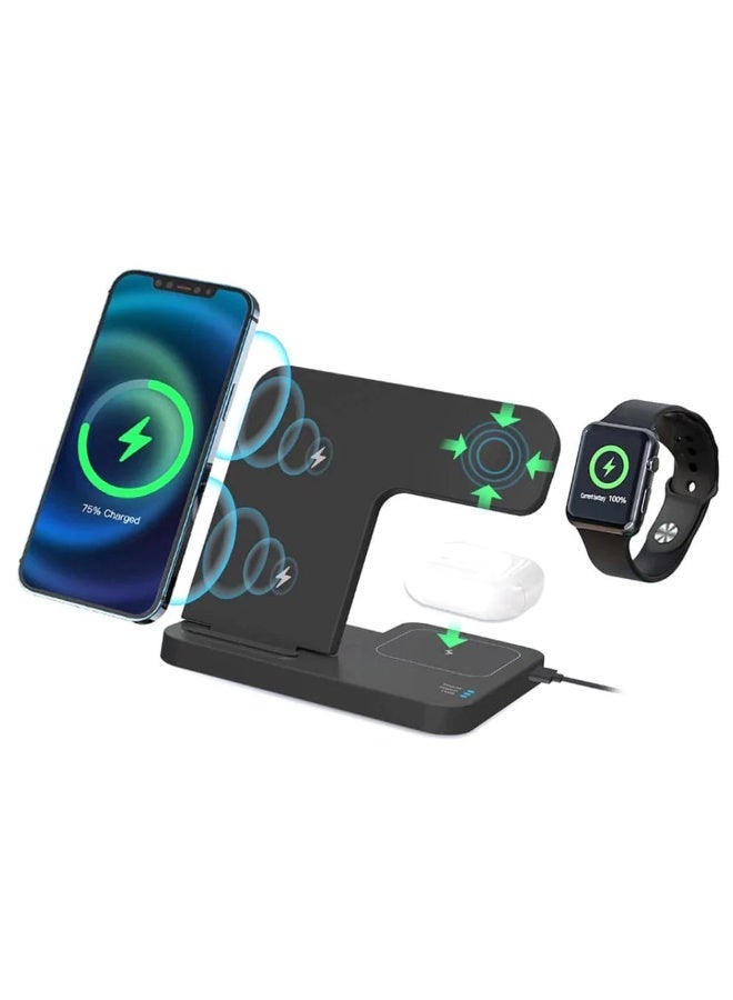 MUNTAQI 3-in-1 Z5 Wireless Charger Stand – Fast Wireless Charging Station for iPhone, Apple Watch & AirPods, Foldable Magnetic Charging Dock, Compatible with MagSafe, Travel-Friendly Charging Pad for Multiple Devices - Image 3